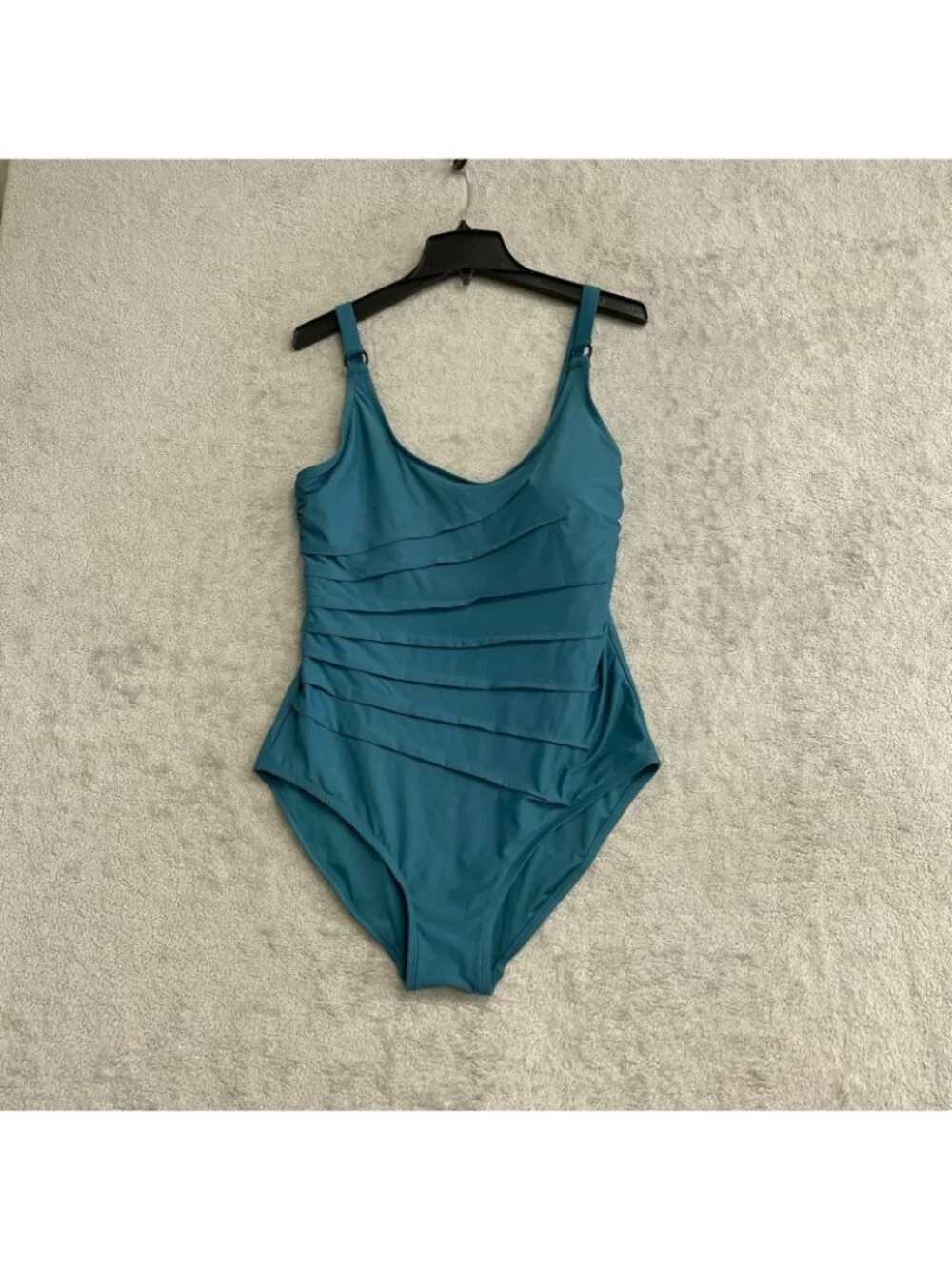 DKNY Women's XL Blue One-Piece Swimsuit With Ruching P0218 - Picture 2 of 10